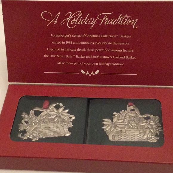 NIB  pewter Christmas ornaments set of 2 - Picture 1 of 5